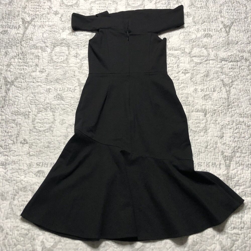 Adelyn Rae Women's Black Nicole One Shoulder Trumpet Knee Length Dress Sz S - Picture 5 of 14